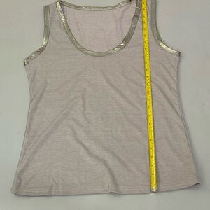 Women's taupe Gray with metallic trim Sleeveless Top M
